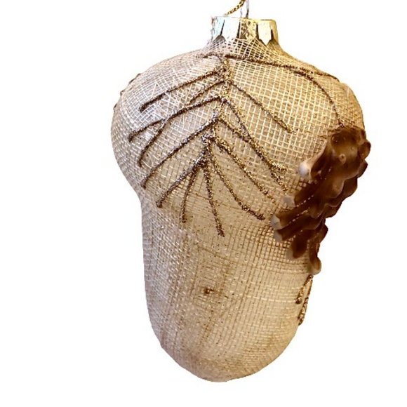 GERSON White Finial Acorn Glitter Glass Ornament Christmas Large Size 6" NEW - Picture 8 of 11